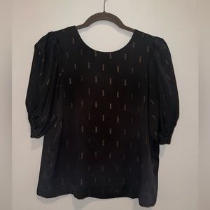 Madewell bubble sleeve black patterned shirt
